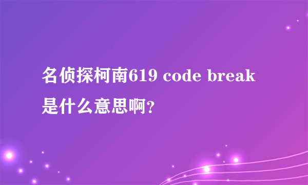 名侦探柯南619 code break是什么意思啊？