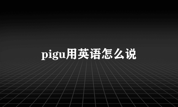 pigu用英语怎么说