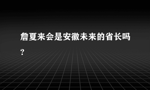 詹夏来会是安徽未来的省长吗？