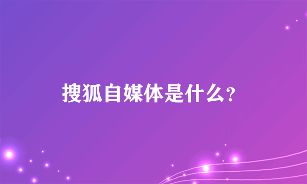 搜狐自媒体是什么？