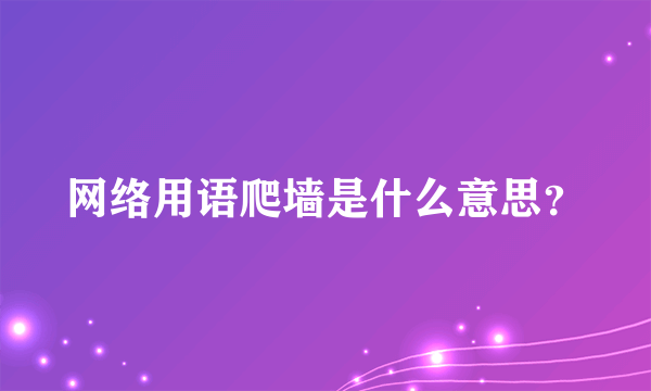 网络用语爬墙是什么意思？