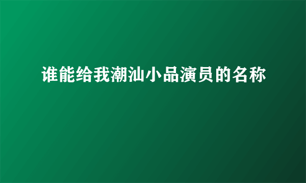 谁能给我潮汕小品演员的名称