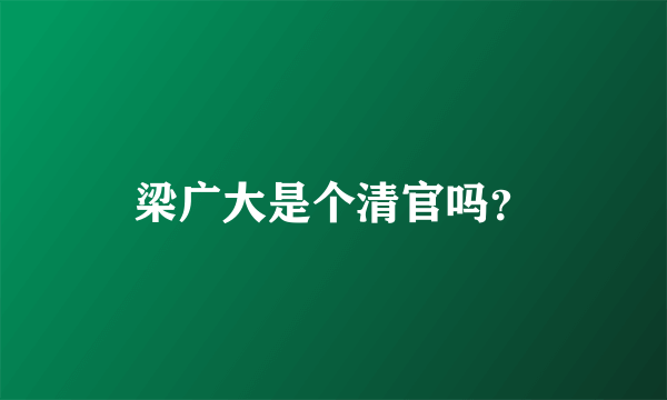 梁广大是个清官吗？