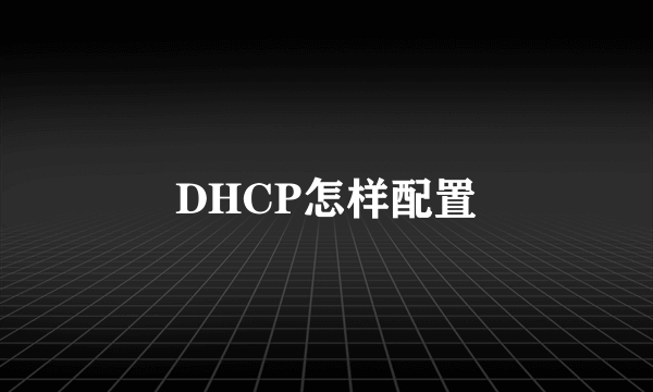 DHCP怎样配置