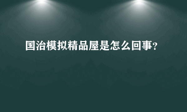 国治模拟精品屋是怎么回事？