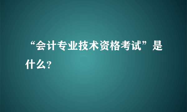 “会计专业技术资格考试”是什么？