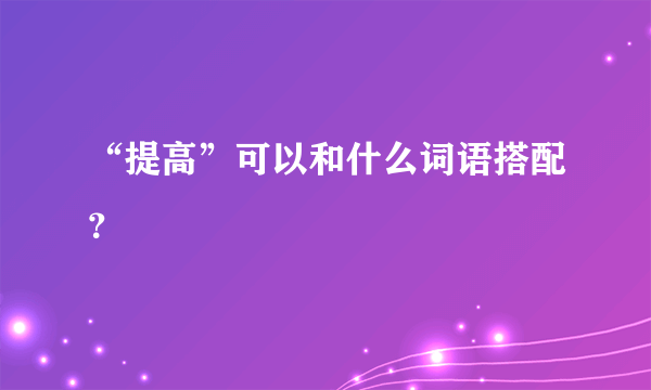 “提高”可以和什么词语搭配？