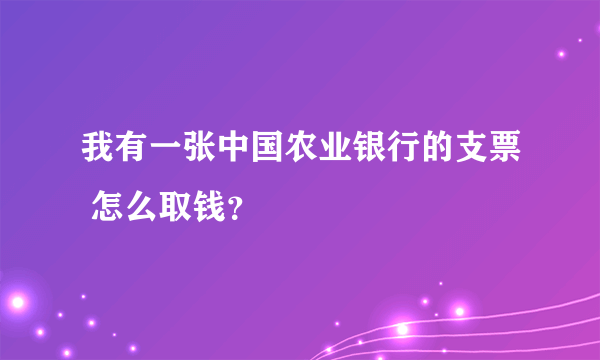 我有一张中国农业银行的支票 怎么取钱？