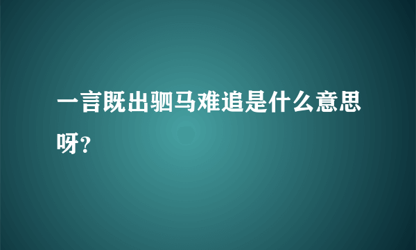 一言既出驷马难追是什么意思呀？