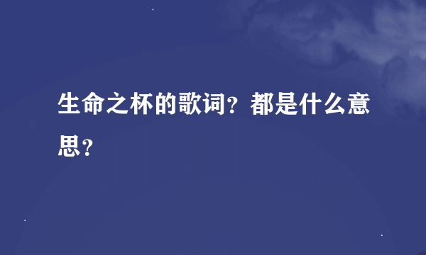 生命之杯的歌词？都是什么意思？