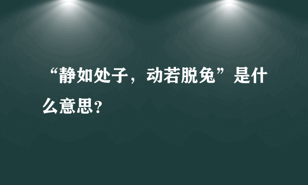 “静如处子，动若脱兔”是什么意思？