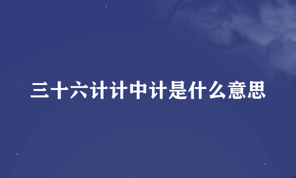 三十六计计中计是什么意思