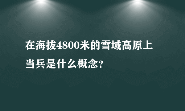 在海拔4800米的雪域高原上当兵是什么概念？