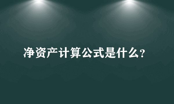 净资产计算公式是什么？