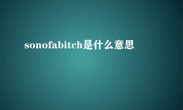 sonofabitch是什么意思