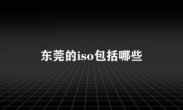 东莞的iso包括哪些