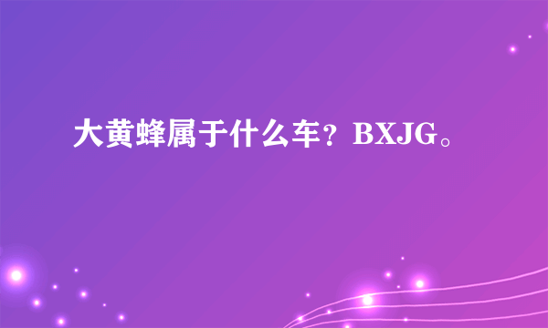 大黄蜂属于什么车？BXJG。