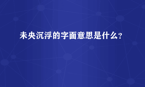 未央沉浮的字面意思是什么？