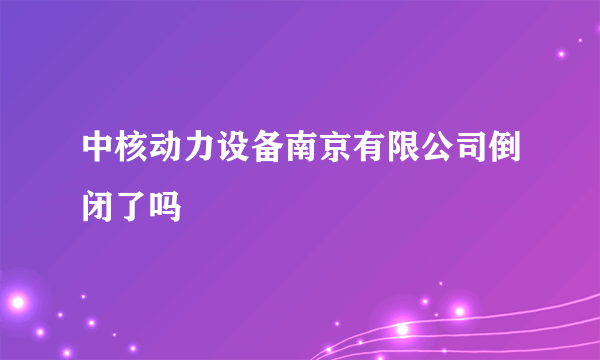 中核动力设备南京有限公司倒闭了吗