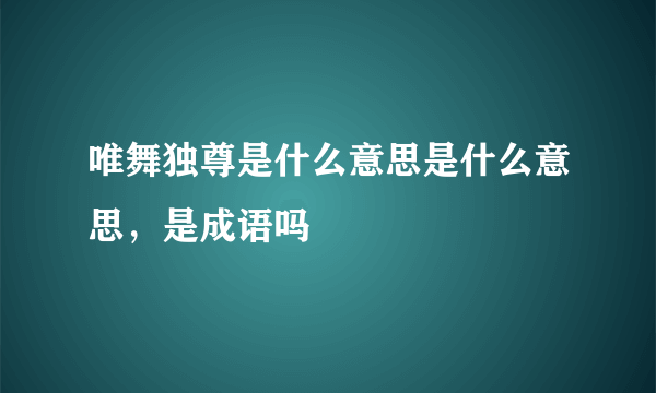 唯舞独尊是什么意思是什么意思，是成语吗