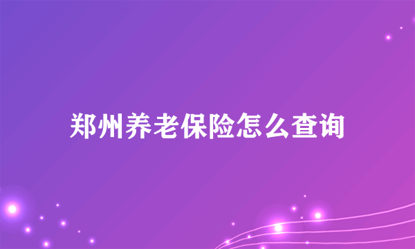 郑州养老保险怎么查询