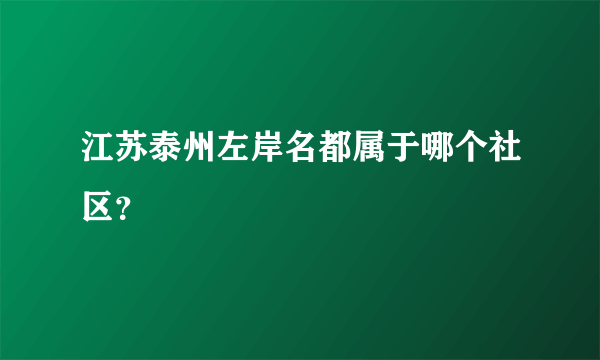 江苏泰州左岸名都属于哪个社区？