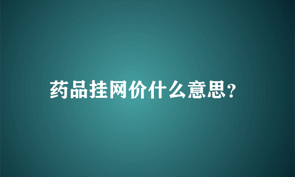 药品挂网价什么意思？