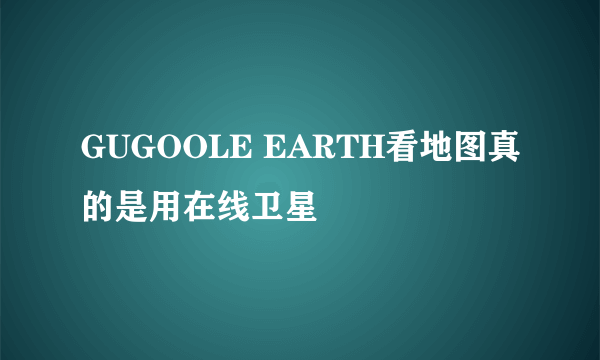 GUGOOLE EARTH看地图真的是用在线卫星