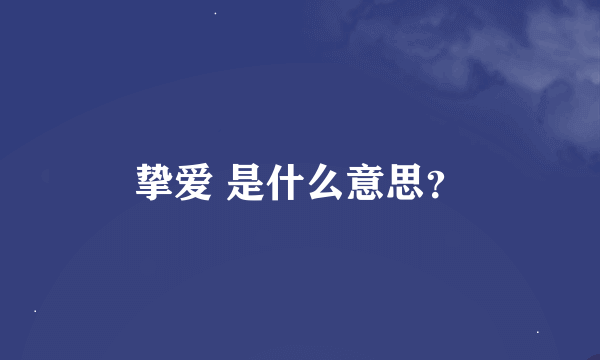 挚爱 是什么意思？