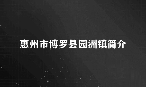 惠州市博罗县园洲镇简介