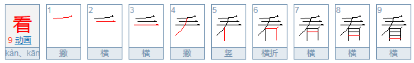 看的笔顺