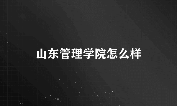 山东管理学院怎么样