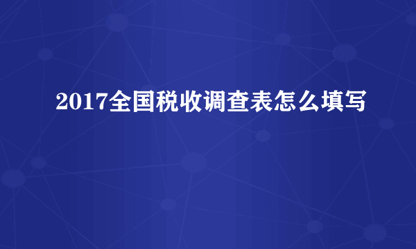 2017全国税收调查表怎么填写