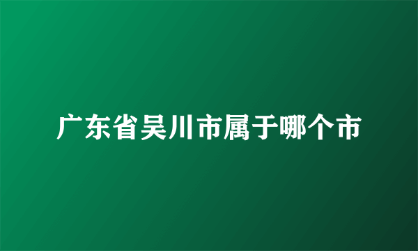 广东省吴川市属于哪个市