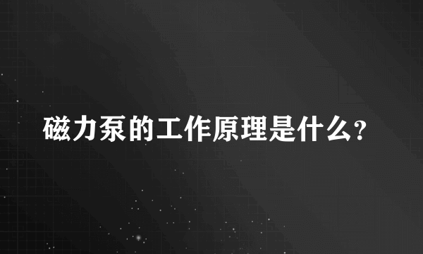 磁力泵的工作原理是什么？