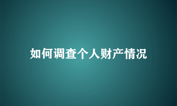 如何调查个人财产情况