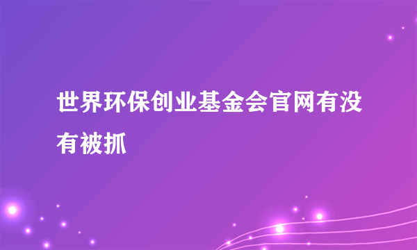 世界环保创业基金会官网有没有被抓