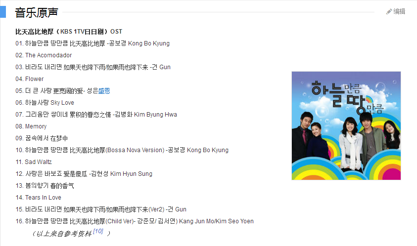 韩剧《比天高比地厚》中都有什么插曲