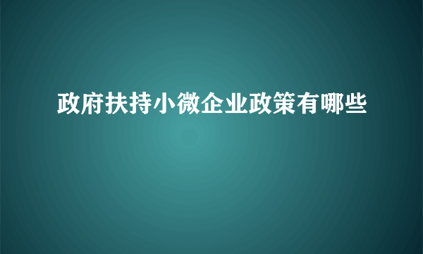 政府扶持小微企业政策有哪些