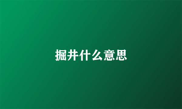 掘井什么意思