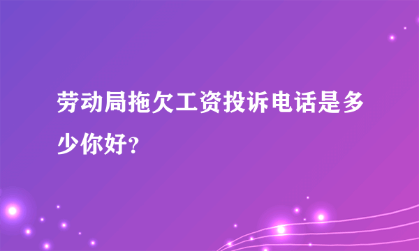 劳动局拖欠工资投诉电话是多少你好？