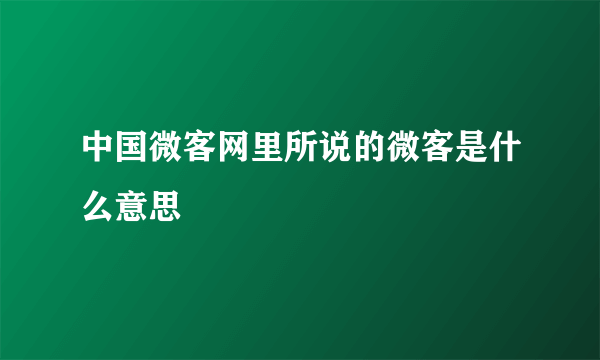 中国微客网里所说的微客是什么意思