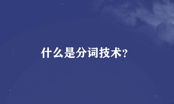 什么是分词技术？