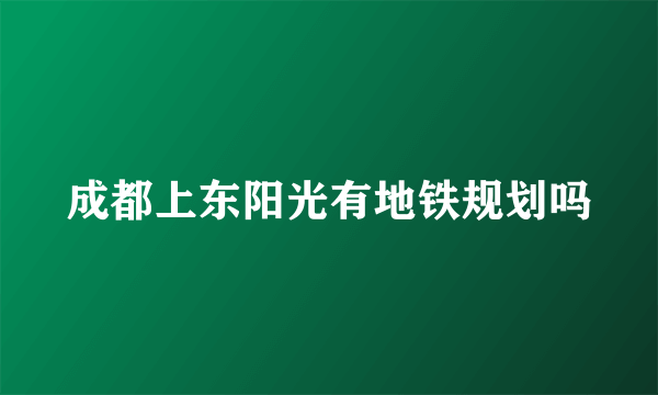 成都上东阳光有地铁规划吗