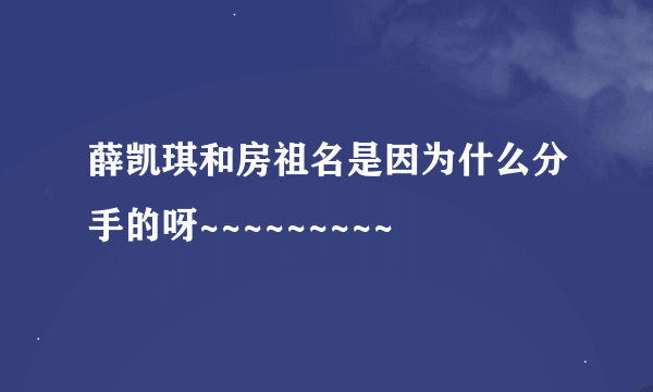 薛凯琪和房祖名是因为什么分手的呀~~~~~~~~~