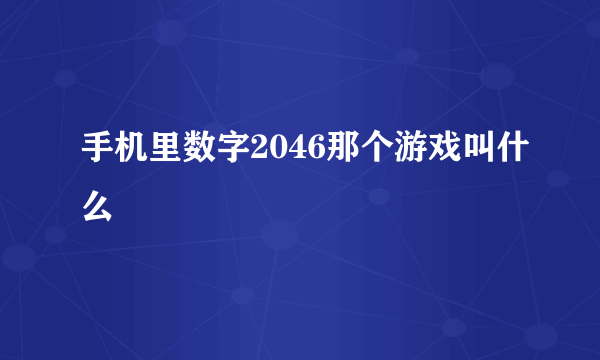 手机里数字2046那个游戏叫什么