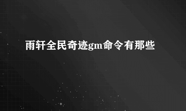 雨轩全民奇迹gm命令有那些