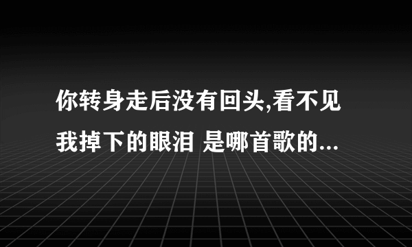 你转身走后没有回头,看不见我掉下的眼泪 是哪首歌的歌词 追加一个：用一生换你一次初相遇又是哪首歌的歌词