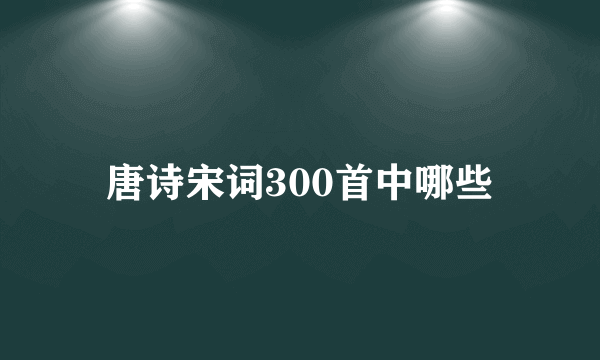 唐诗宋词300首中哪些