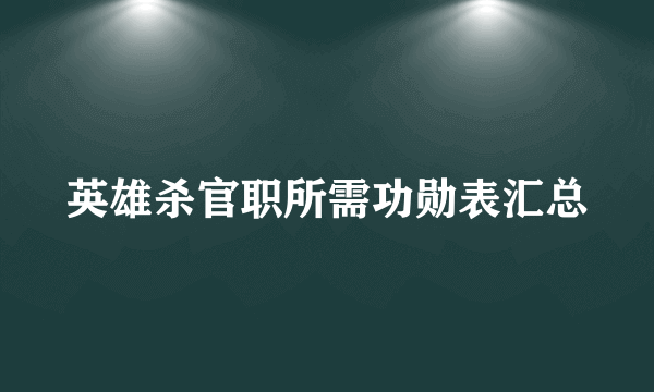 英雄杀官职所需功勋表汇总